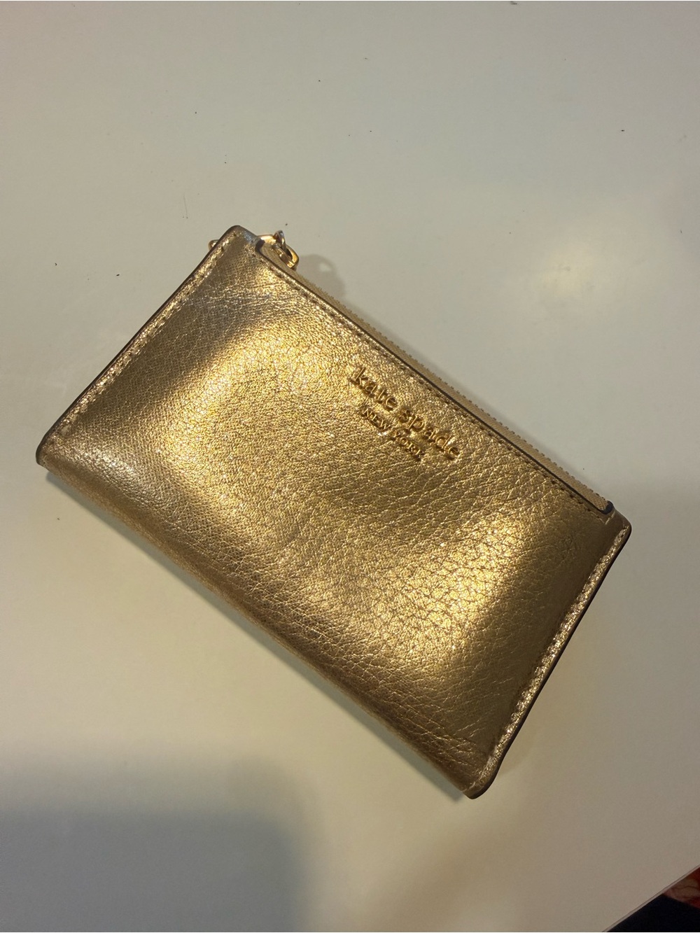 kate spade Shimmering Gold Leather Card Pouch